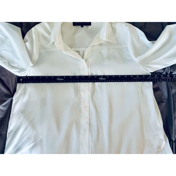 Anthropologie Endless Rose White Button Up Blouse Large - Picture 8 of 9